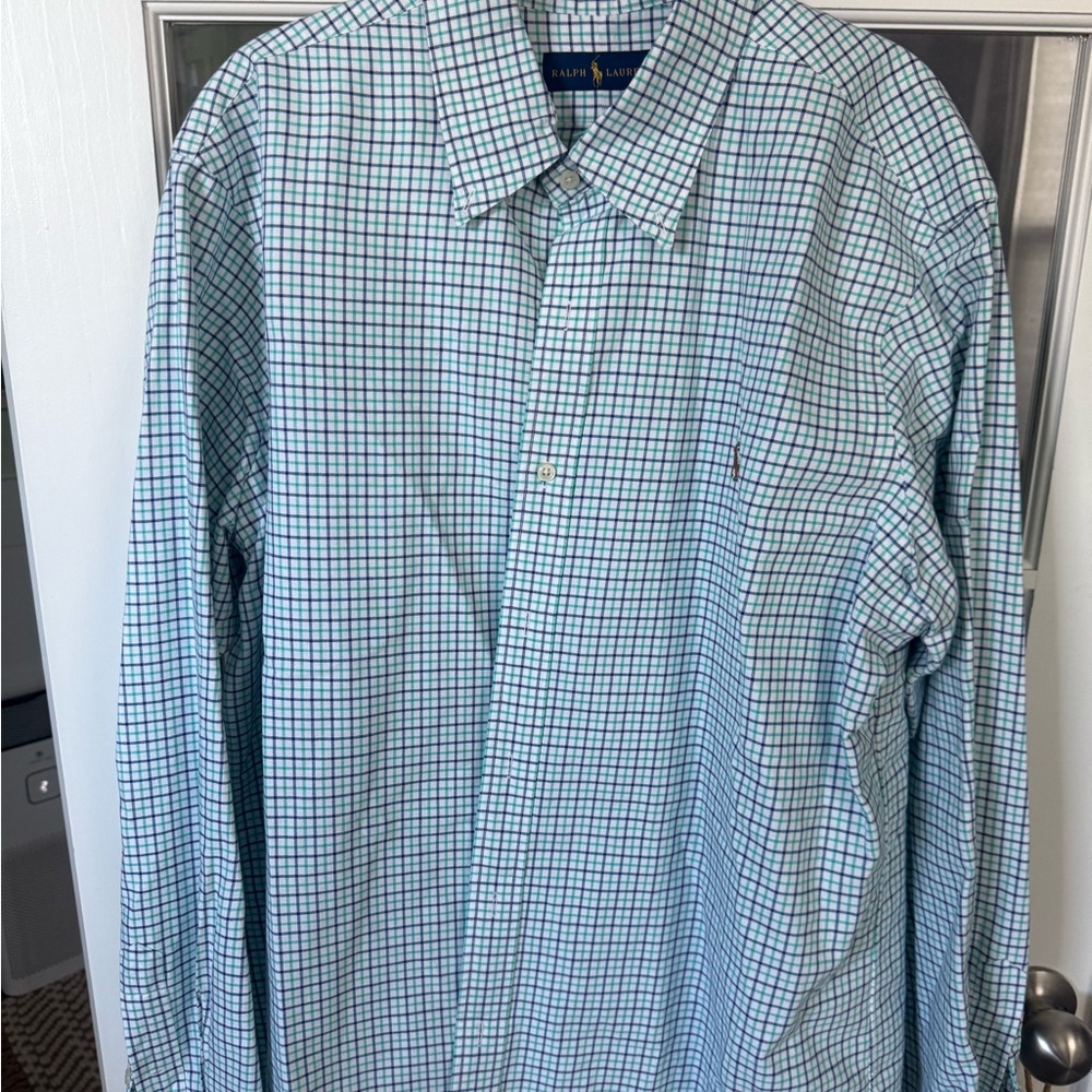 Ralph Lauren Men's Checkered Shirt in Green and Blue